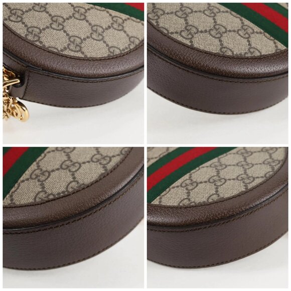 GUCCI GG Supreme Ophidia Chain Web Sherry Line Bag PVC Beige 550618 Auth 138002A - Picture 14 of 16